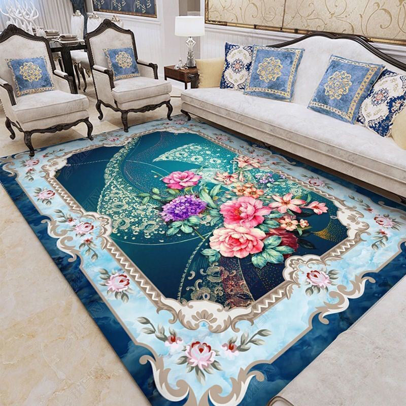 Vintage Living Room Carpet Pattern Polyester Area Area Tapis résistant aux taches