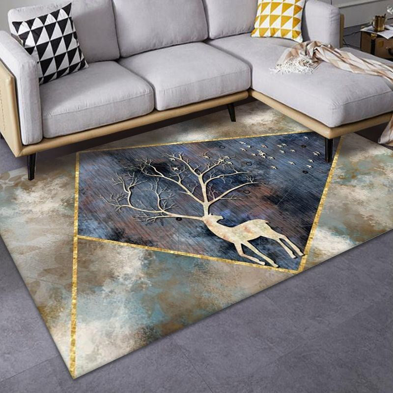 Vintage Living Room Carpet Pattern Polyester Area Area Tapis résistant aux taches