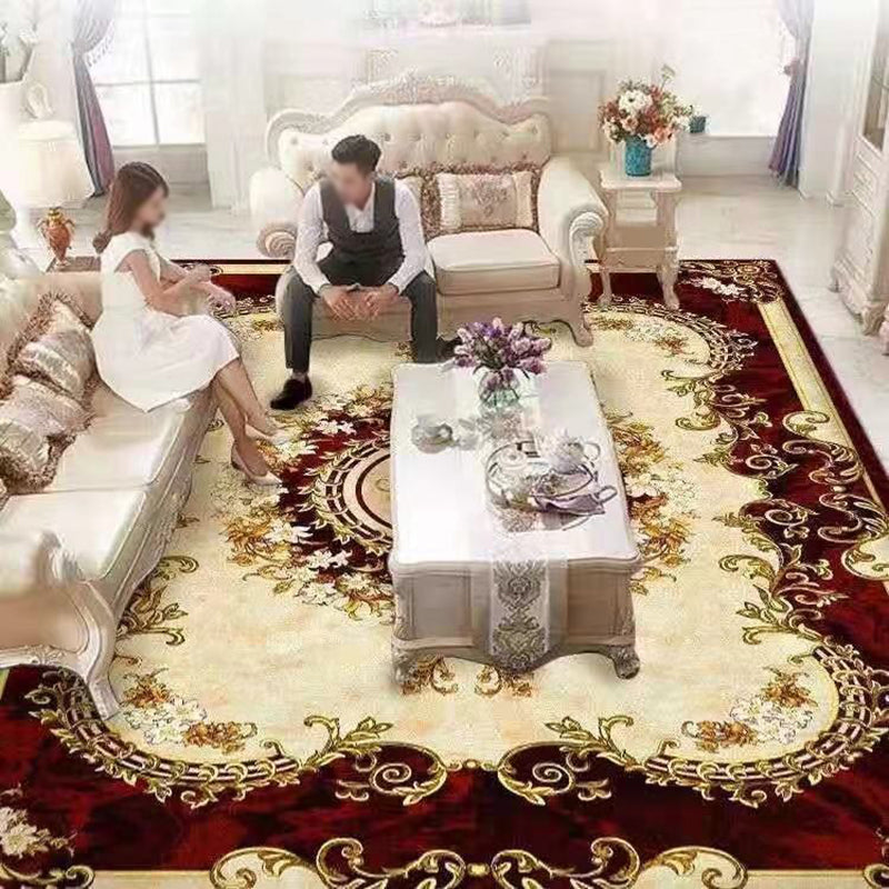 Vintage Living Room Carpet Pattern Polyester Area Area Tapis résistant aux taches