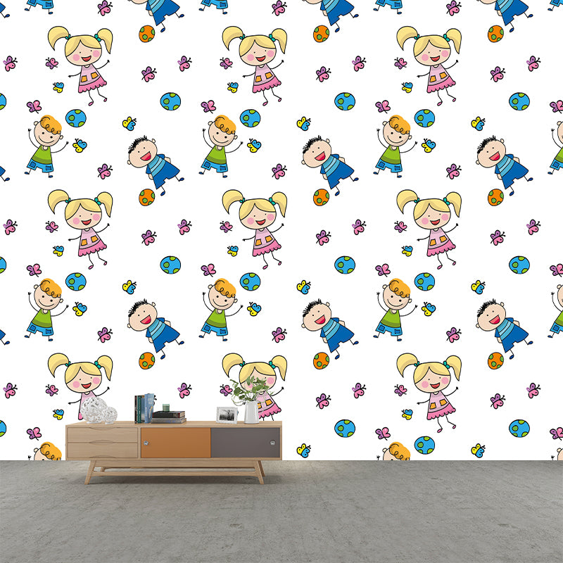 Cartoon Character Wallpaper Mural Mildew Resistant for Children's Bedroom