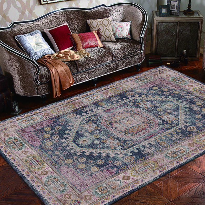 Donker Rood Boheems Trug Polyester Grafisch Tapicaal Non-Slip Backing Rug voor woningdecoratie