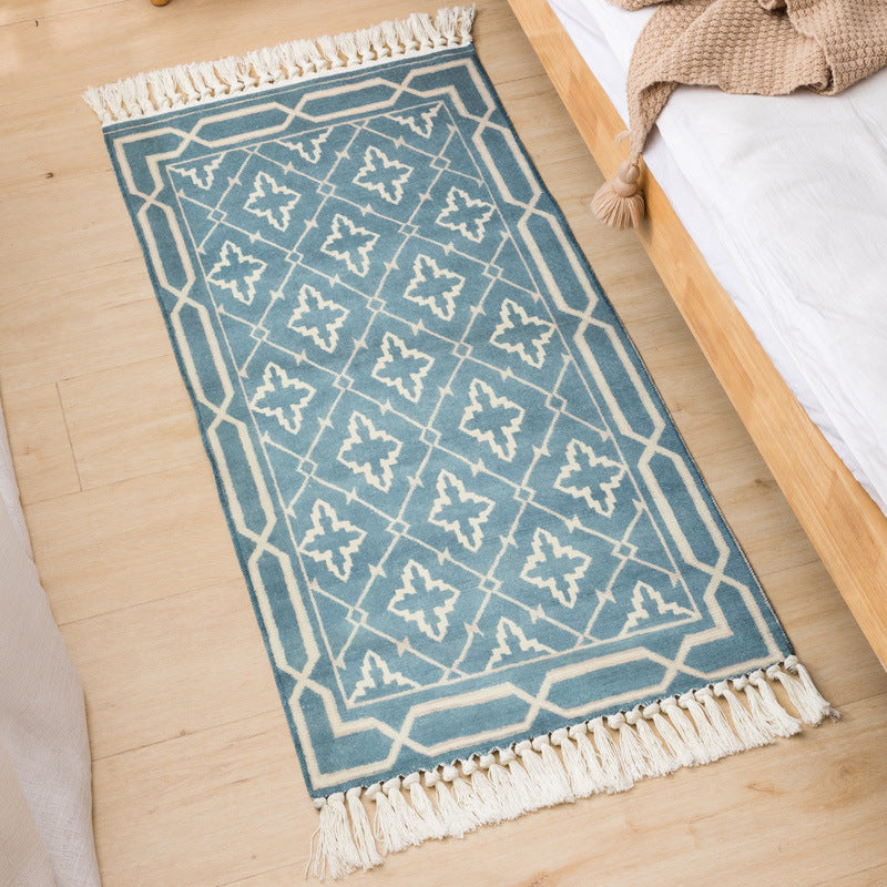 Bohemian Tribal Pattern Rug Cotton Indoor Carpet Washable Fringe Area Rug for Living Room