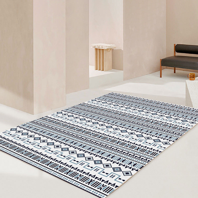 Moroccan Area Rug Retro Polyester Carpet Washable Area Carpet with Non-Slip Backing