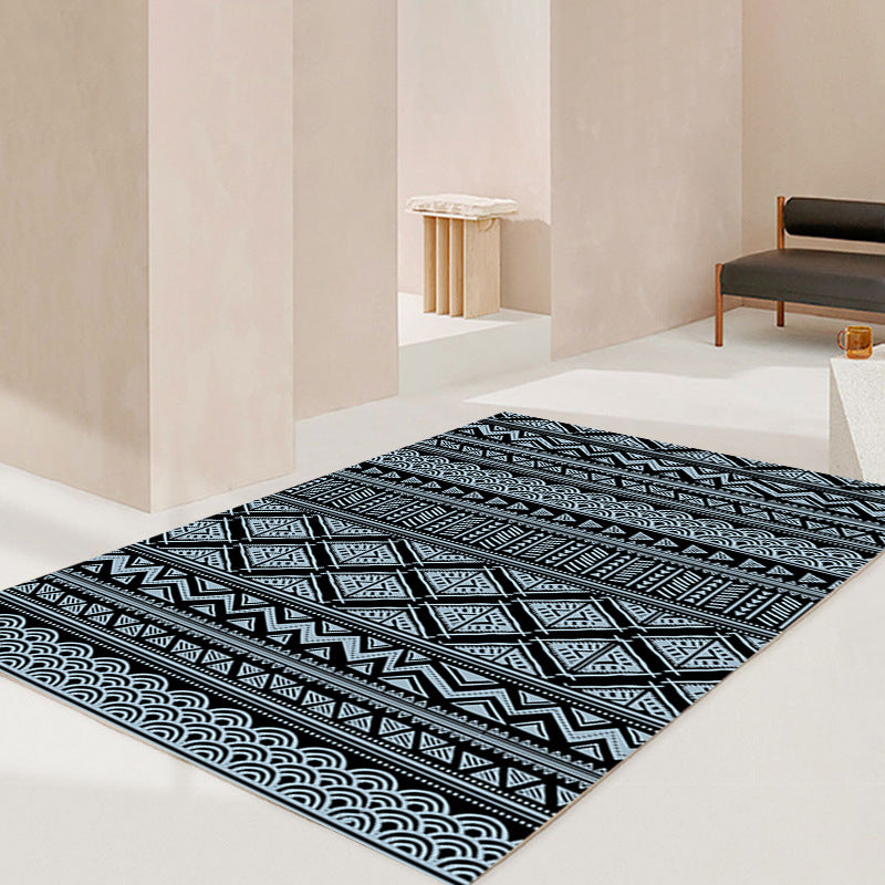 Moroccan Area Rug Retro Polyester Carpet Washable Area Carpet with Non-Slip Backing