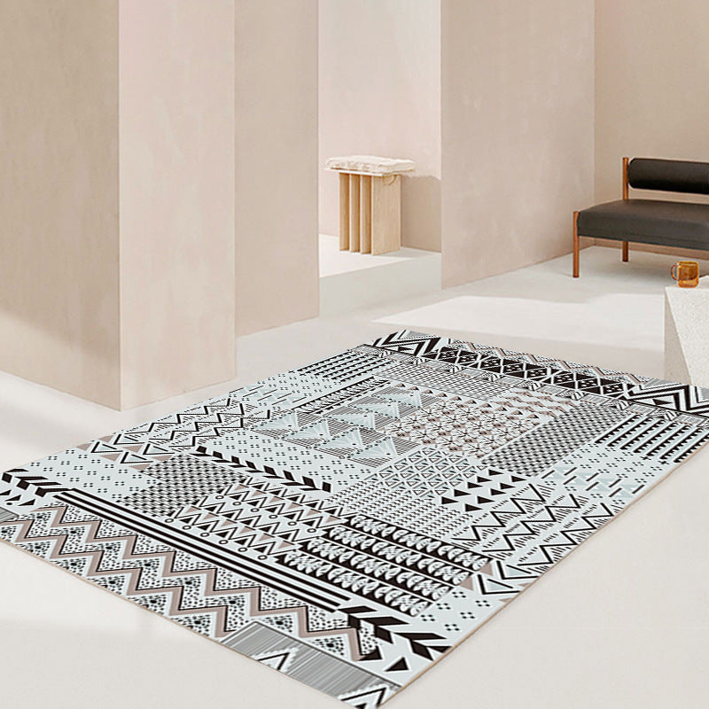 Moroccan Area Rug Retro Polyester Carpet Washable Area Carpet with Non-Slip Backing