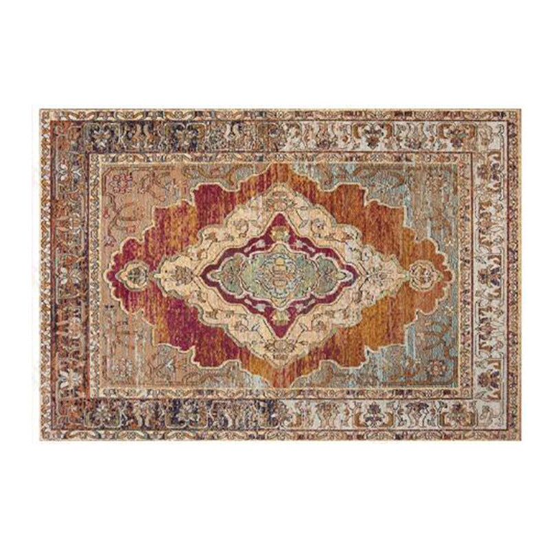 Moroccan Medallion Printed Rug Polyester Area Rug Non-Slip Backing Carpet for Home Decoration