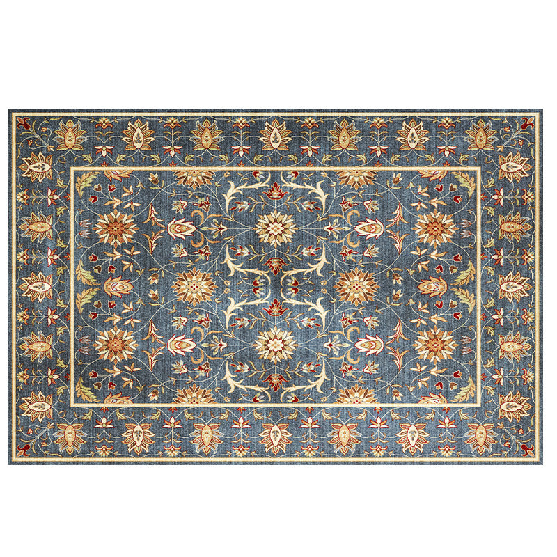 Moroccan Medallion Printed Rug Polyester Area Rug Non-Slip Backing Carpet for Home Decoration