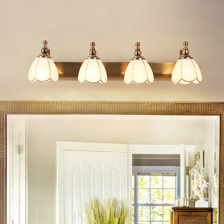 Glass Bowl Shade Wall Lighting American Style Multi-Lights Wall Mounted Light Fixture in Brass