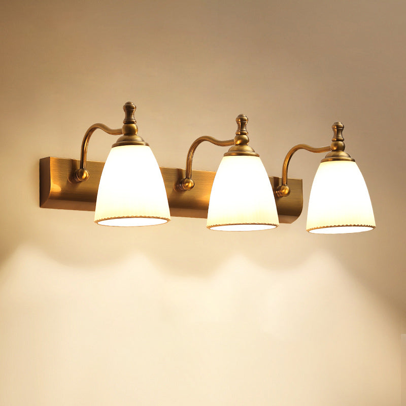 Glass Bowl Shade Wall Lighting American Style Multi-Lights Wall Mounted Light Fixture in Brass