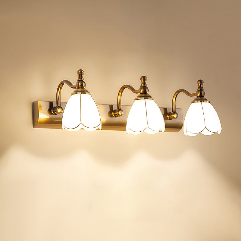 Glass Bowl Shade Wall Lighting American Style Multi-Lights Wall Mounted Light Fixture in Brass