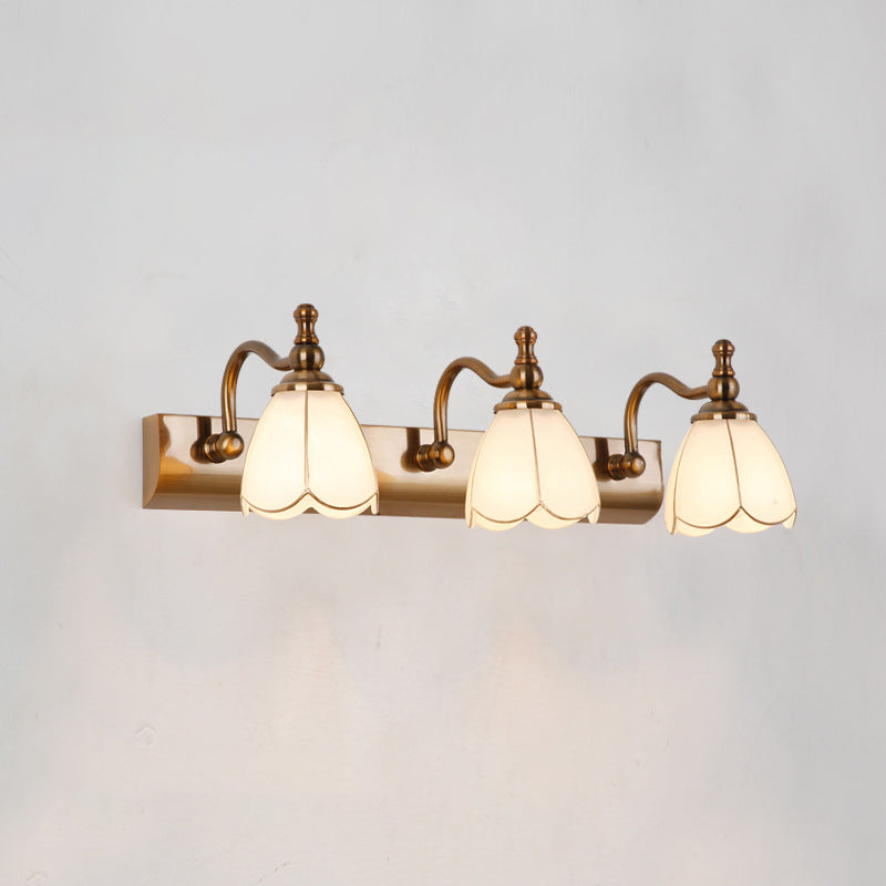 Glass Bowl Shade Wall Lighting American Style Multi-Lights Wall Mounted Light Fixture in Brass