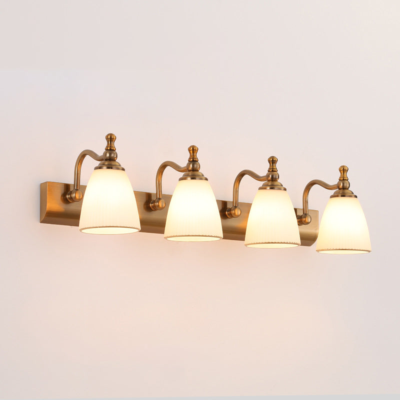 Glass Bowl Shade Wall Lighting American Style Multi-Lights Wall Mounted Light Fixture in Brass