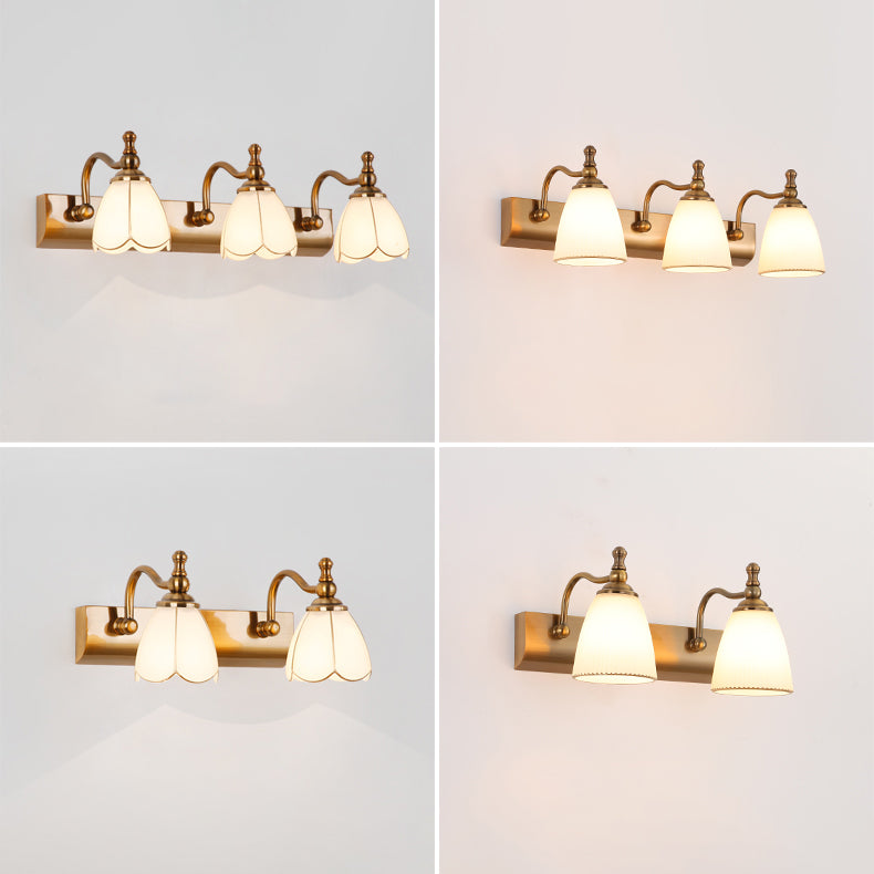 Glass Bowl Shade Wall Lighting American Style Multi-Lights Wall Mounted Light Fixture in Brass