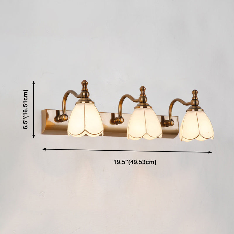 Glass Bowl Shade Wall Lighting American Style Multi-Lights Wall Mounted Light Fixture in Brass