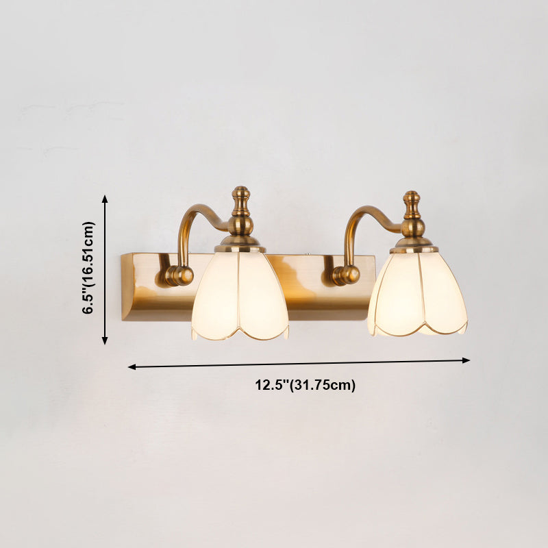 Glass Bowl Shade Wall Lighting American Style Multi-Lights Wall Mounted Light Fixture in Brass