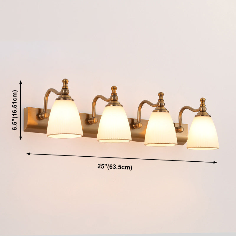 Glass Bowl Shade Wall Lighting American Style Multi-Lights Wall Mounted Light Fixture in Brass