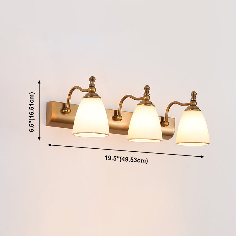 Glass Bowl Shade Wall Lighting American Style Multi-Lights Wall Mounted Light Fixture in Brass