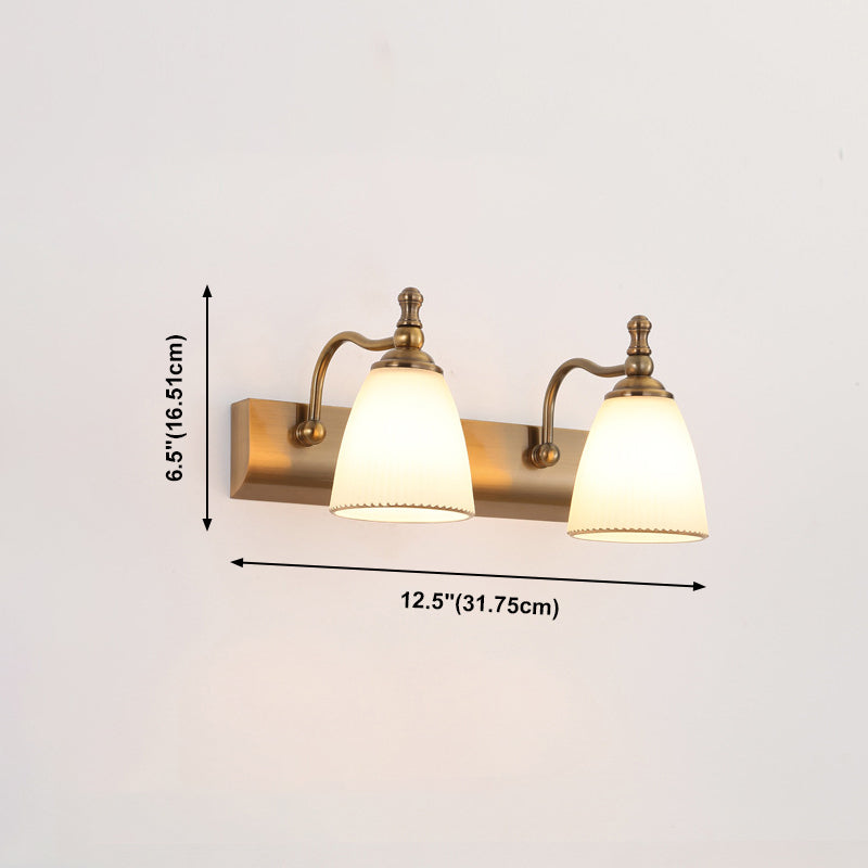 Glass Bowl Shade Wall Lighting American Style Multi-Lights Wall Mounted Light Fixture in Brass