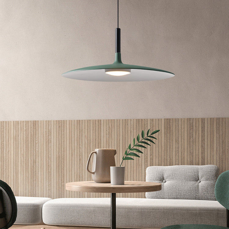 Modern Artistic LED Macaron Pendant Light Aluminium Saucer Hanging Lamp with Acrylic Shade