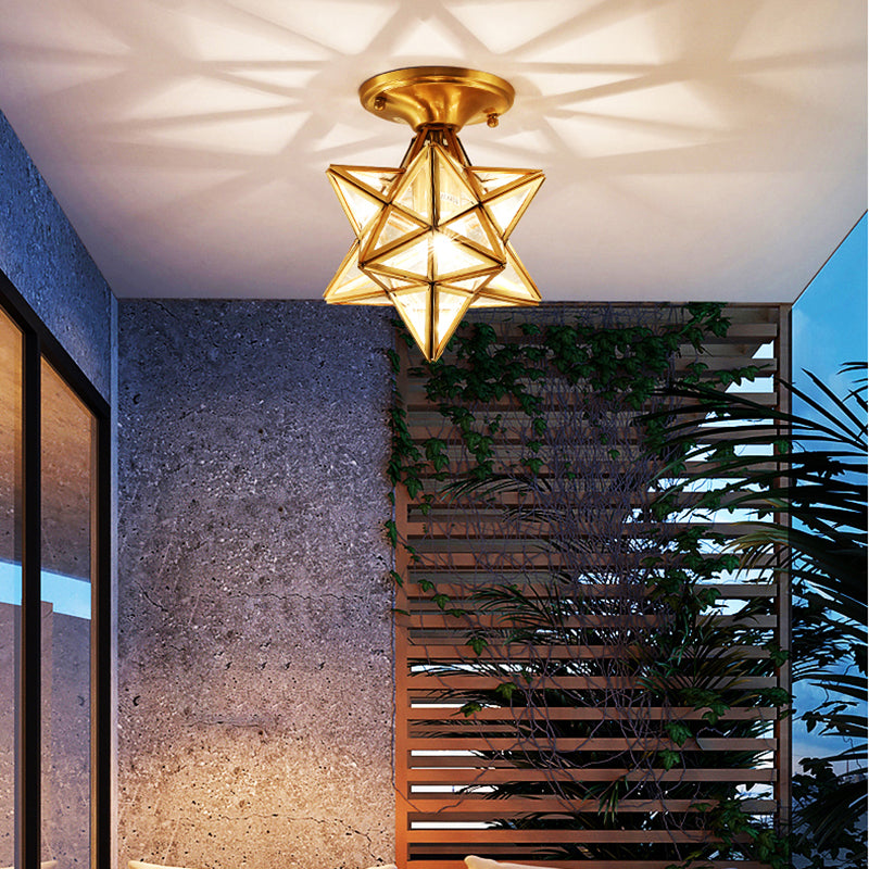 Lampada in stile coloniale Metal 1 head Star Soffitto Montaggio Luce per salotto