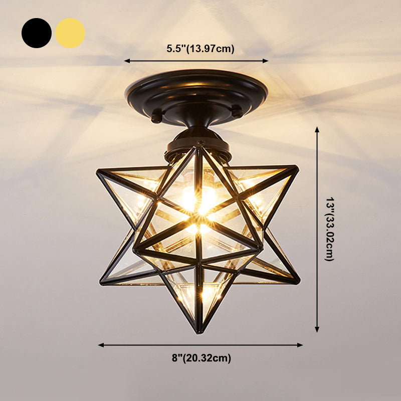 Lampada in stile coloniale Metal 1 head Star Soffitto Montaggio Luce per salotto