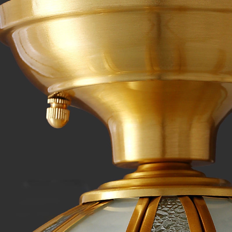 Goldene 1 Kopfglas Deckenleichte Colonial Style Semi Flush Mount Lampe für Wohnzimmer