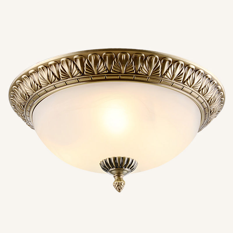 Traditional Style Ceiling Lamp Glass Shade Flush Mount Light for Sitting Room