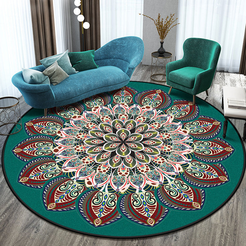 Marokkaner Runde Teppich Medaillon Drucken Innenblatt Teppich Färbung Resistent Polyester Fläche Teppich für Wohnzimmer
