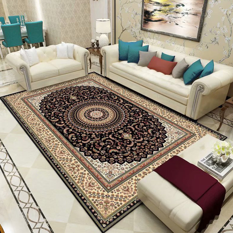 Moroccan Paisley Pattern Carpet Polyester Indoor Rug Pet Friendly Area Rug for Living Room