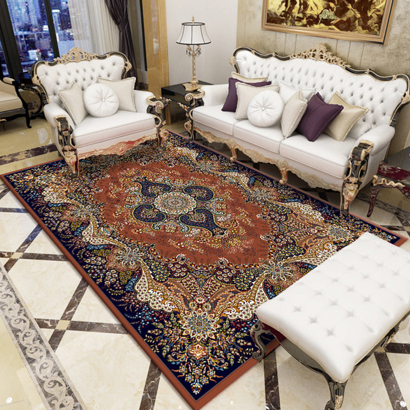 Moroccan Paisley Pattern Carpet Polyester Indoor Rug Pet Friendly Area Rug for Living Room