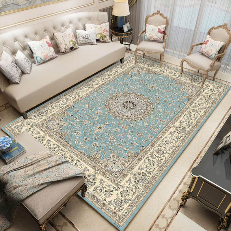 Moroccan Medallion Pattern Area Rug Polyester Indoor Carpet Pet Friendly Rug for Living Room