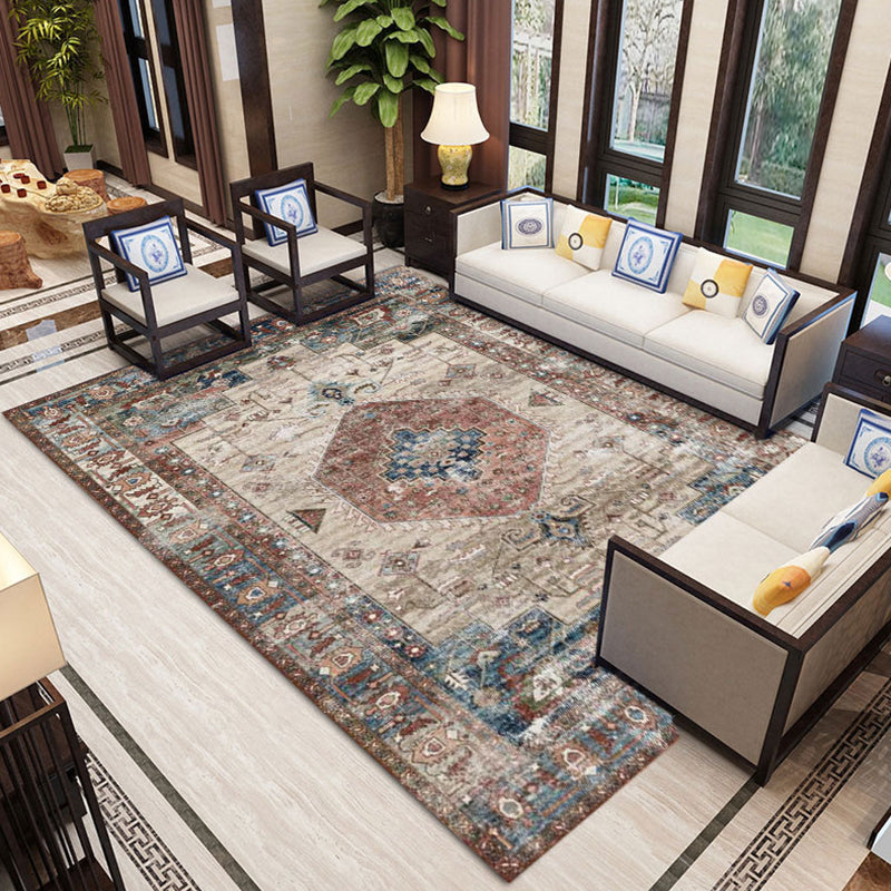Perzisch Marokkaanse Tile Tapel Polyester tapijt Non-slip ruggebied Tapijt voor woningdecoratie