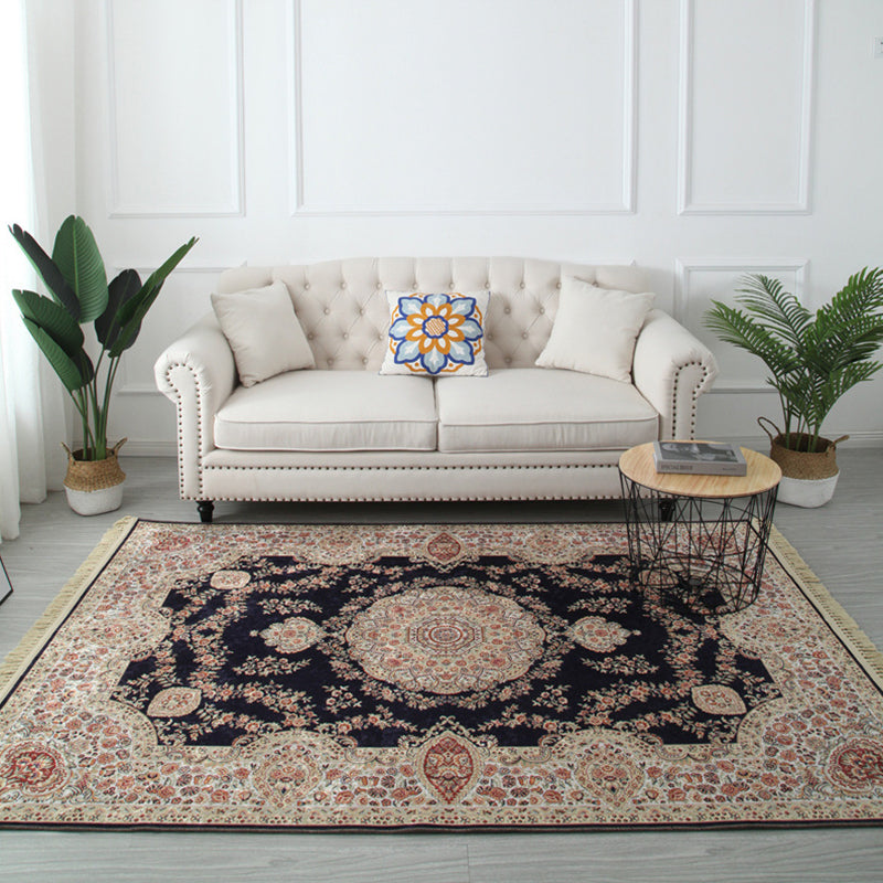 Marokkanischer Medaillon-Print-Fläche Teppich Polyester Teppich Nicht-Schlupf-Backing Teppich für Wohnzimmer
