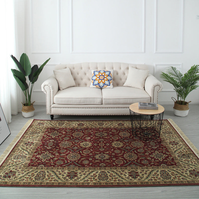 Moroccan Medallion Print Area Rug Polyester Carpet Non-Slip Backing Rug for Living Room