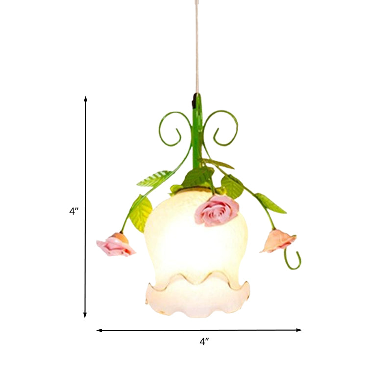 Metallgrün hängende Lampe Blume 1 leichter pastoraler Aufhängungsanhänger für Esszimmer