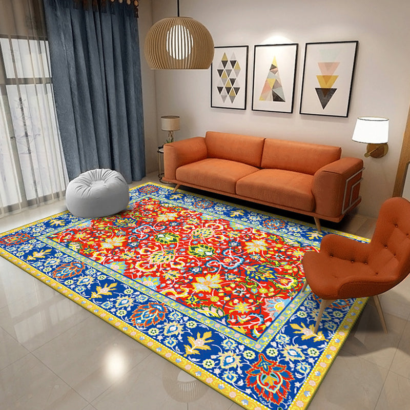 Persian Southwestern Pattern Rug Polyester Carpet Non-Slip Backing Area Rug for Home Decoration