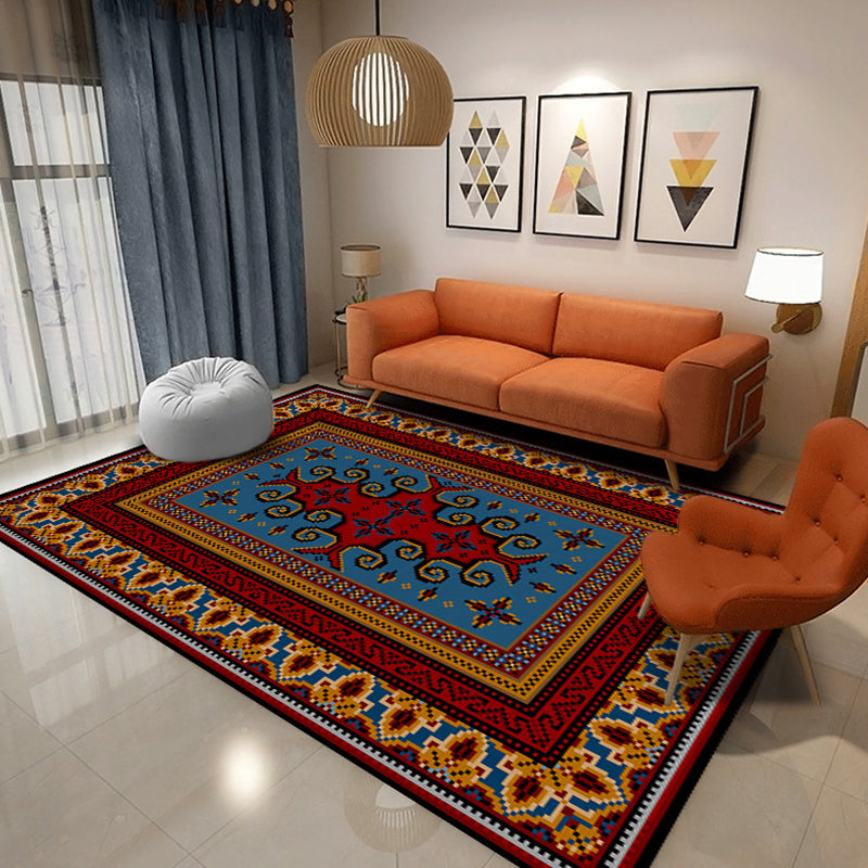 Persian Southwestern Pattern Rug Polyester Carpet Non-Slip Backing Area Rug for Home Decoration