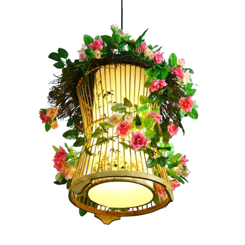 1 lampadina in bambù lampada a sospensione cilindro verde industriale/lampada cherosene ristorante pianta a led lampada