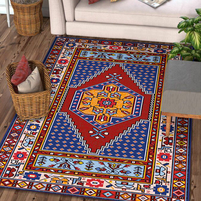 Moroccan Florentine Tile Rug Polyester Area Carpet Non-Slip Backing Indoor Rug for Home Decoration