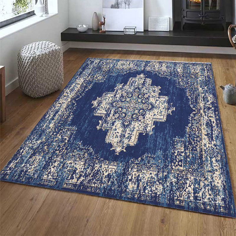 Shabby Chic Medallion Print Carpet Polyester Indoor Rug Stain Resistant Area Carpet for Living Room