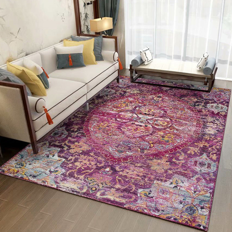 Shabby Chic Medallion Print Carpet Polyester Indoor Rug Stain Resistant Area Carpet for Living Room