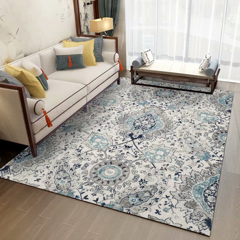 Shabby Chic Medallion Print Carpet Polyester Indoor Rug Stain Resistant Area Carpet for Living Room