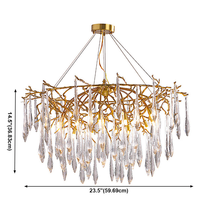 Modern Luxury Teardrop Pendant Light Glass Indoor Chandelier in Gold