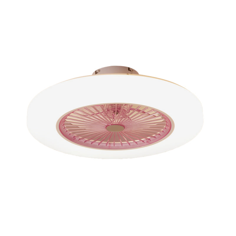 Éclair de plafond de beignet en acrylique Lémier de salon simple LED semi-fluste la lampe montée en vigueur en blanc / rose / jaune, 21 "de large