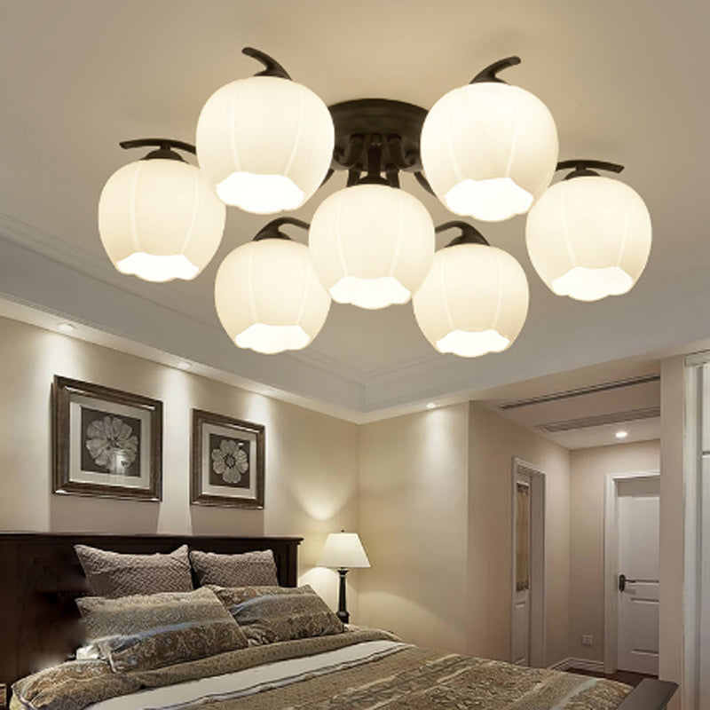 Simple Flush Mount Light Fixture Modern Ceiling Lamp with Glass Shade for Living Room