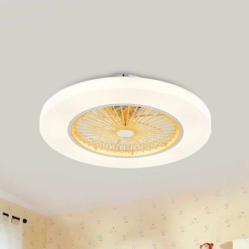 Donut Living Room Semi Flushmount moderniste acrylique jaune / rose LED suspendu au ventilateur de plafond, 23 "de large