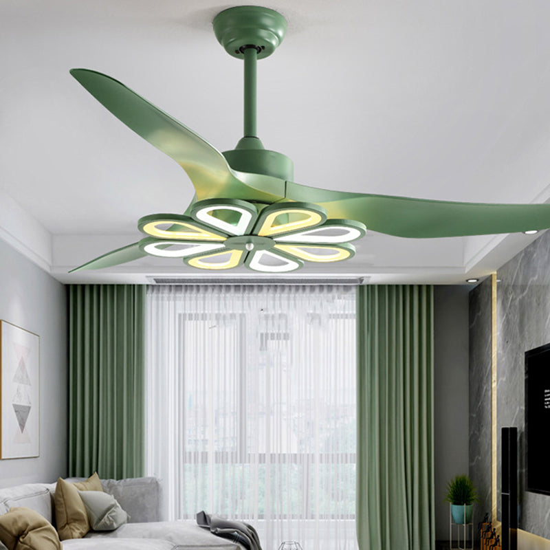 52 "W Green Floral Pendant Éclairage de ventilateur