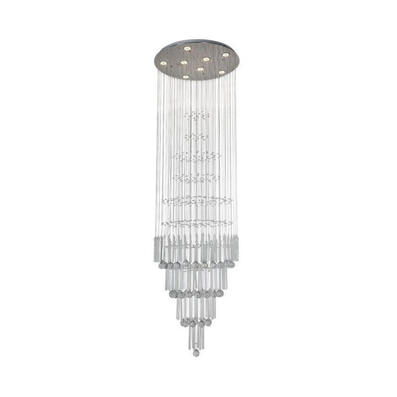 Crystal White Cluster Pendant Light Orbs and Rods 8 Lights Modern LED Hanging Ceiling Lamp