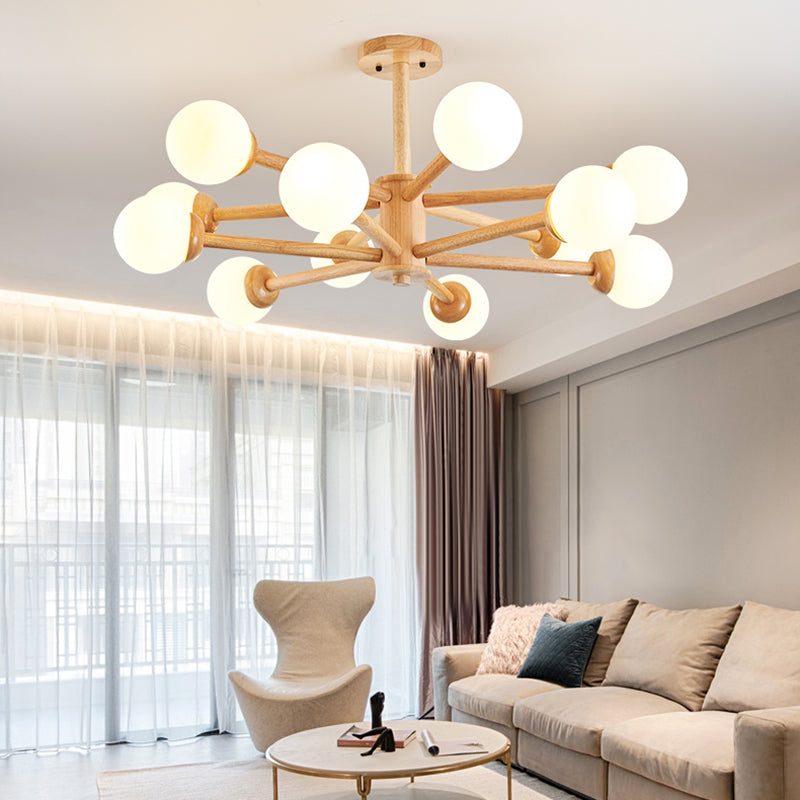 Globe Shade Chandelier Light Pendante moderne multi-têtes avec une teinte en verre blanche