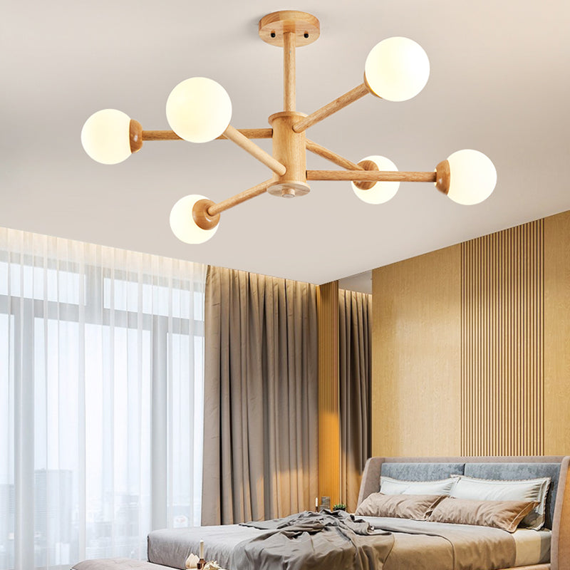 Globe Shade Chandelier Light Pendante moderne multi-têtes avec une teinte en verre blanche